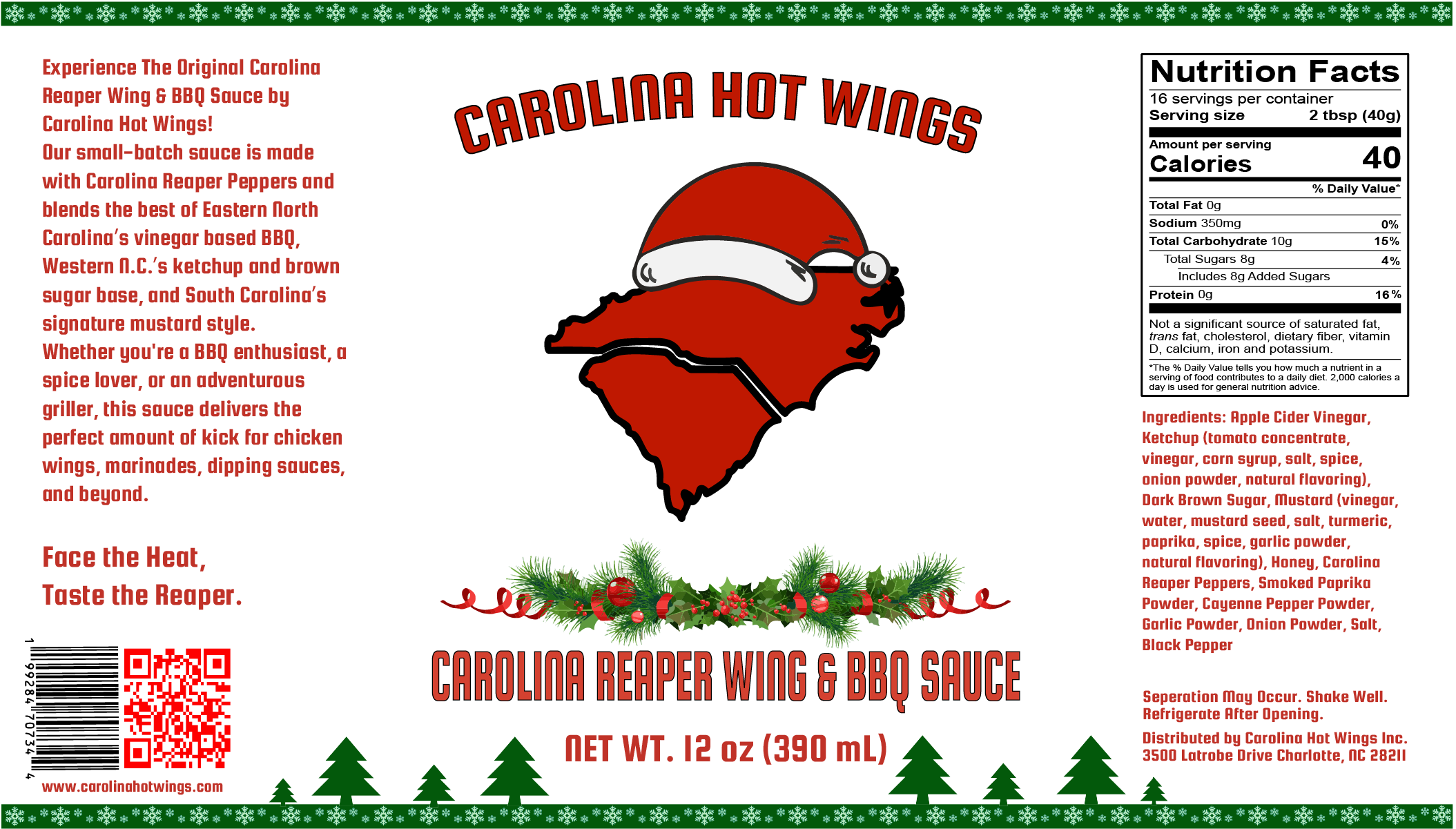 Carolina Hot Wings Holiday Label